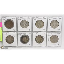 8- CANADIAN 50 CENT COINS, VARIOUS YRS