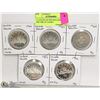 Image 1 : 5 -CANADA SILVER DOLLARS 1962-1966, EF CAMEO