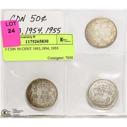 3 CDN 50 CENT 1953,1954, 1955