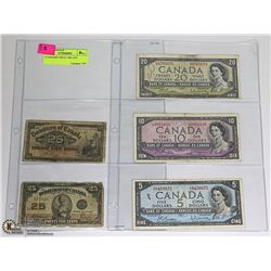 5 CANADIAN BILLS 1900-1953