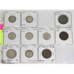 10- OLD CAN/USA/COINS INCL. 1893 KEY
