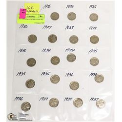 19 U.S. BUFFALO NICKELS 1916-1937