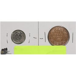 1913 ,LARGE PENNY AND 5 CENT.