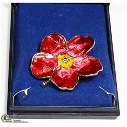 ENAMELED FLOWER  BROOCH