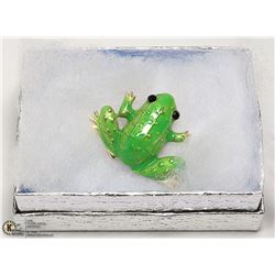 ENAMELED GREEN FROG BROOCH