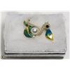 Image 1 : ENAMELED WITH RHINESTONES PELICAN BROOCH AND A