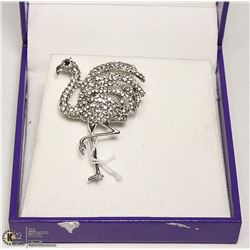 RHINESTONE FLAMINGO BROOCH