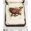Image 1 : ENAMELED SONG BIRD ON A BRANCH  BROOCH
