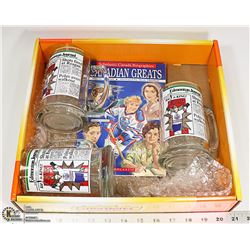 VINTAGE 3 GRETZY ENGRAVED GLASS MUGS