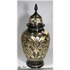 Image 1 : LARGE BLACK AND GOLD BRASS ETCHED URN CONTAINER