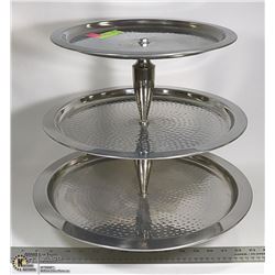 LARGE 3 TIER CHROME CAKE STAND 15" TALL