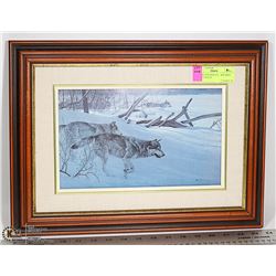 ROBERT BATEMAN FRAMED PRINT (WOLF PACK IN