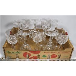 FLAT OF CRYSTAL; GLASSES - 4 WATER GLASSES,