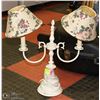 Image 1 : TABLE LAMP. CANDLESTICK STYLE. 2 BULB. FLORAL