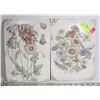 Image 1 : 2 FLORAL CERAMIC WALL PLAQUES 12"X8"