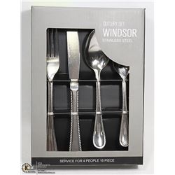 NEW 16PC WINDSOR STAINLESS STEEL CUTLERY SET