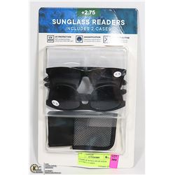 2 PAIRS OF SUNGLASS READERS +2.75 INCL 2 CASES
