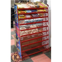 COMMERCIAL CANDY RACK WITH 12 ASSORTED BOXES OF