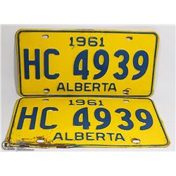 PAIR OF 1961 ALBERTA LICENSE PLATES