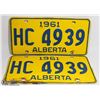 Image 1 : PAIR OF 1961 ALBERTA LICENSE PLATES