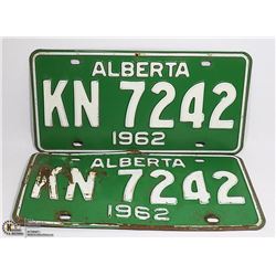 PAIR OF 1962 ALBERTA LICENSE PLATES