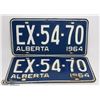 Image 1 : PAIR OF 1964 ALBERTA LICENSE PLATES