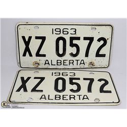 PAIR OF 1963 ALBERTA LICENSE PLATES