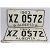 Image 1 : PAIR OF 1963 ALBERTA LICENSE PLATES