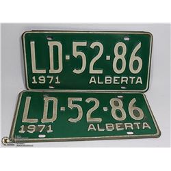 PAIR OF 1971 ALBERTA LICENSE PLATES