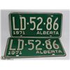 Image 1 : PAIR OF 1971 ALBERTA LICENSE PLATES