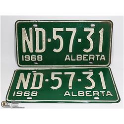 PAIR OF 1968 ALBERTA LICENSE PLATES