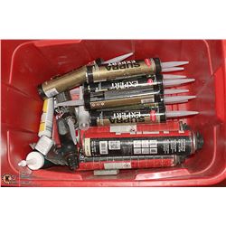 TOTE OF NEW HILTI FOAM, MULCO SEALANT AND DAP