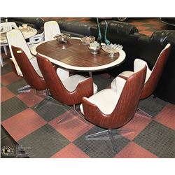 VINTAGE ARBORITE TABLE WITH 6 CHAIRS. FURNITURE