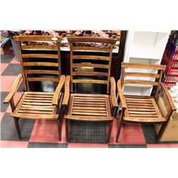 3 TEAK OUTDOOR CHAIRS