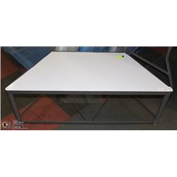 DISPLAY TABLE STEEL GREY  WITH CASTOR .