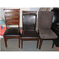 LOT OF 3 ASSORTED SIDECHAIRS. FURNITURE
