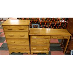 ESTATE 2PC BLONDE VILAS MAPLE 4 DRAWER TALL BOY