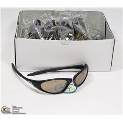 BOX OF OAKLEY STYLED BLACK UV 400 SUNGLASSES.