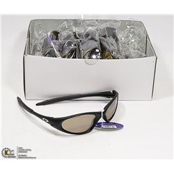 BOX OF OAKLEY STYLED BLACK UV 400 SUNGLASSES.