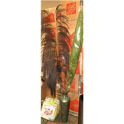 26" TALL FLOOR VASE AND NEW FRONDS