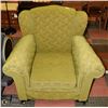 Image 1 : VINTAGE GREEN FABRIC ARM CHAIR. FURNITURE