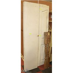 LOT OF ASSORTED DOORS AND 2 WOOD SPINDLES