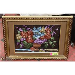 GOLD TONE FRAMED FLOWER PICTURE