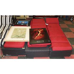 SET OF 3 RATTAN PATIO LOUNGE CHAIRS