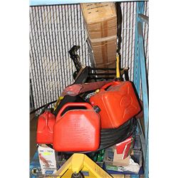 PALLET OF ASSORTED ESTATE MISC. INCL JERRY CANS,