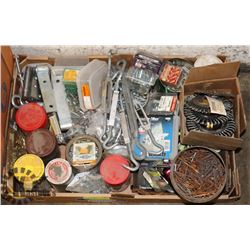 LARGE BOX SCREW, TURN BUCKLES, GRINDER BRUSHES