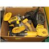 Image 1 : BOX OF ASSORTED DEWALT TOOLS AND CHARGERS NO