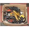 Image 1 : BOX OF ASSORTED POWER TOOLS.