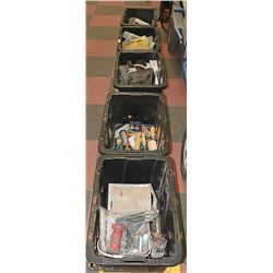 LOT WITH 5 HEAVY DUTY TOTES OF SHOP MISC