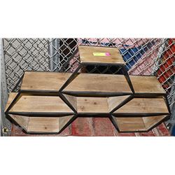 WOOD AND METAL SMALL WALL HANGING SHELF